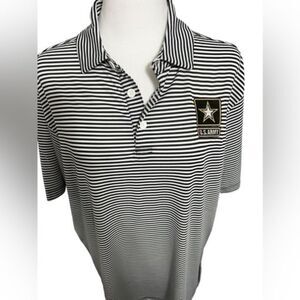 Columbia golf polo black and white stripes US ARMY embroidered logo large men